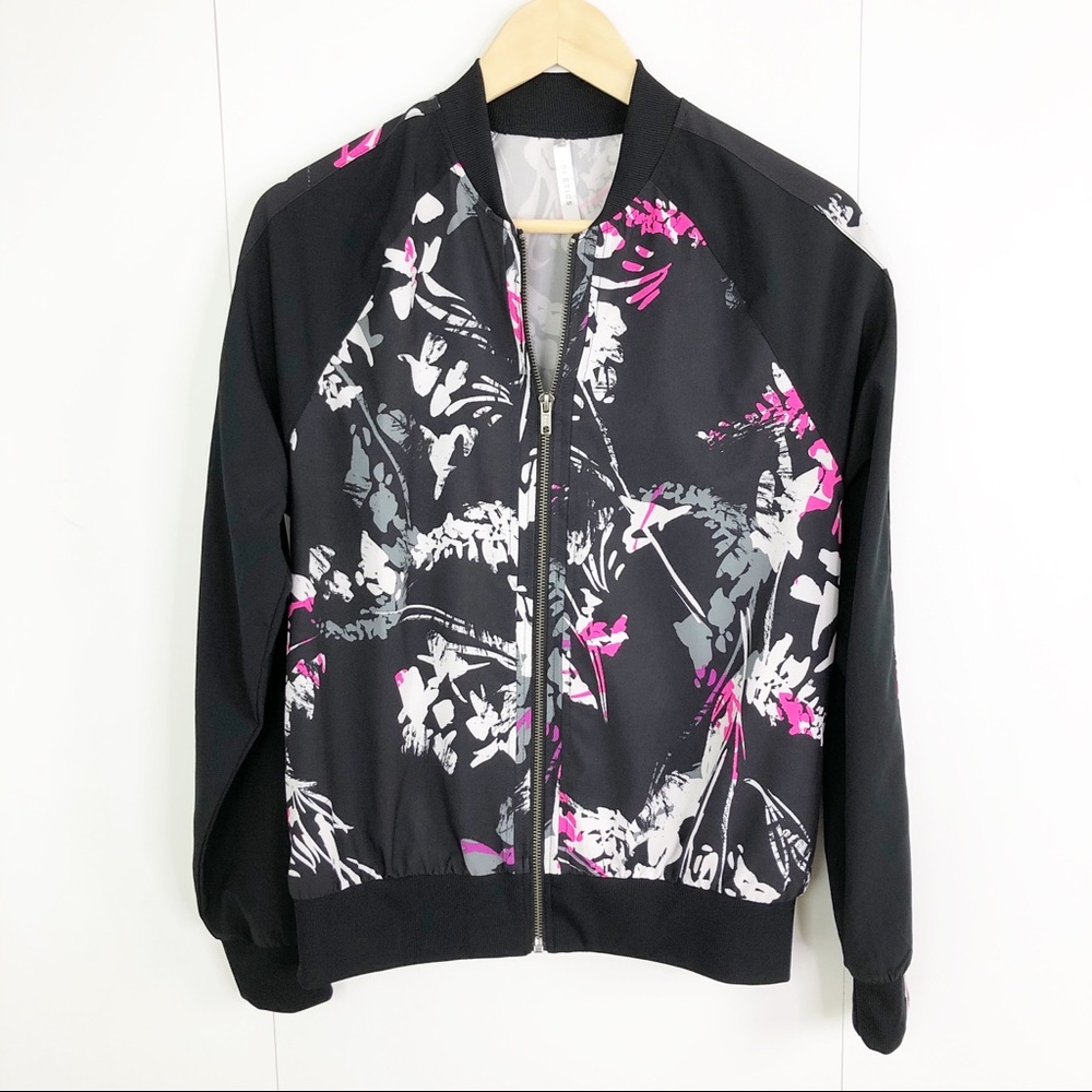 Fabletics Bev Bomber Jacket Black Zip Front Small